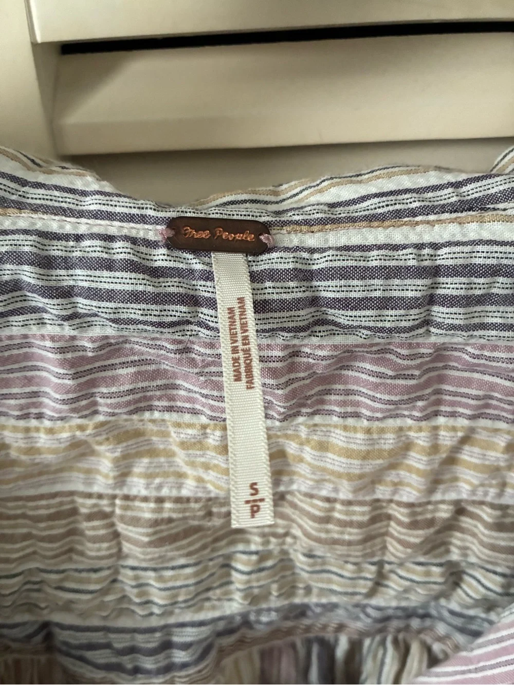 Free People Crinkle Striped Button-Down Shirt - Lavender & Cream